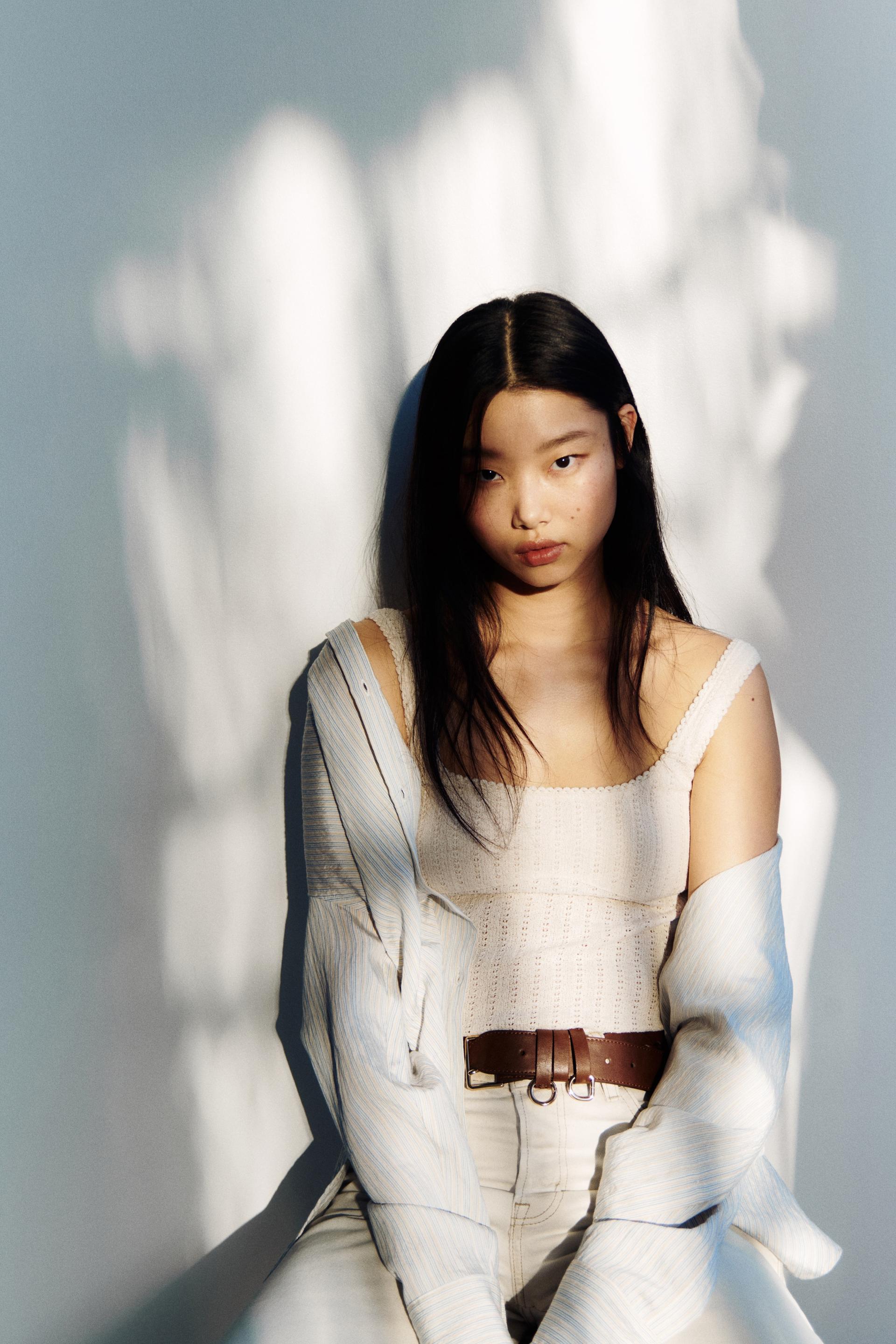 pointelle-knit top