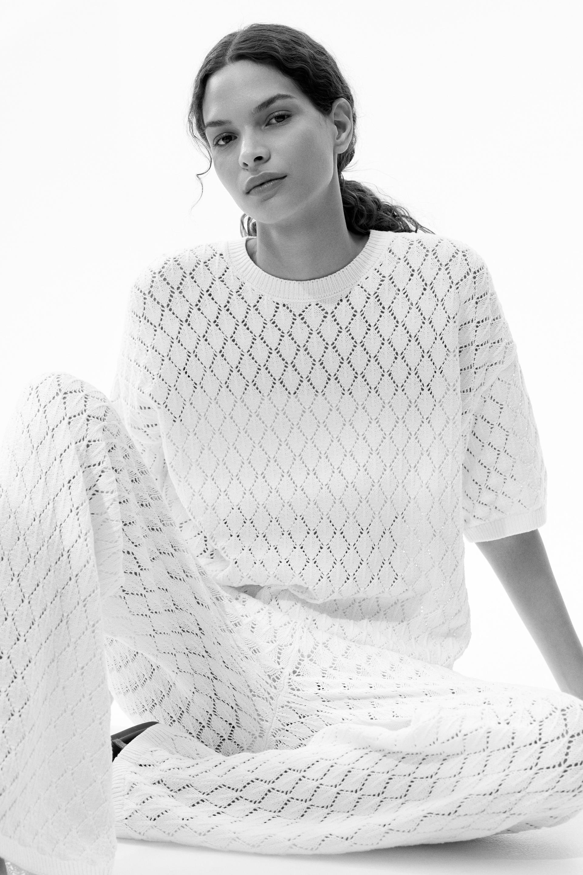 pointelle-knit top