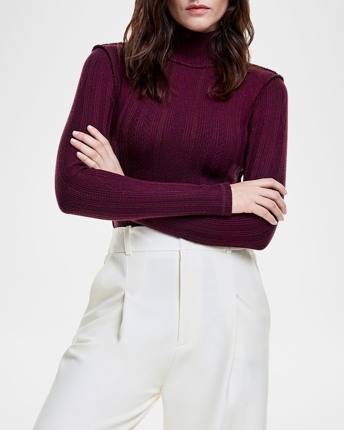 pointelle knit turtleneck
