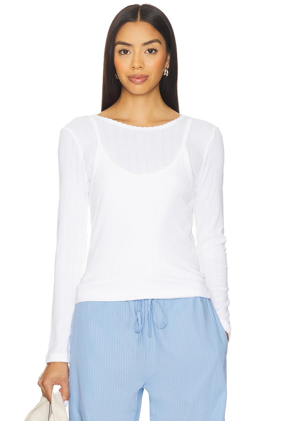 pointelle layered long sleeve top