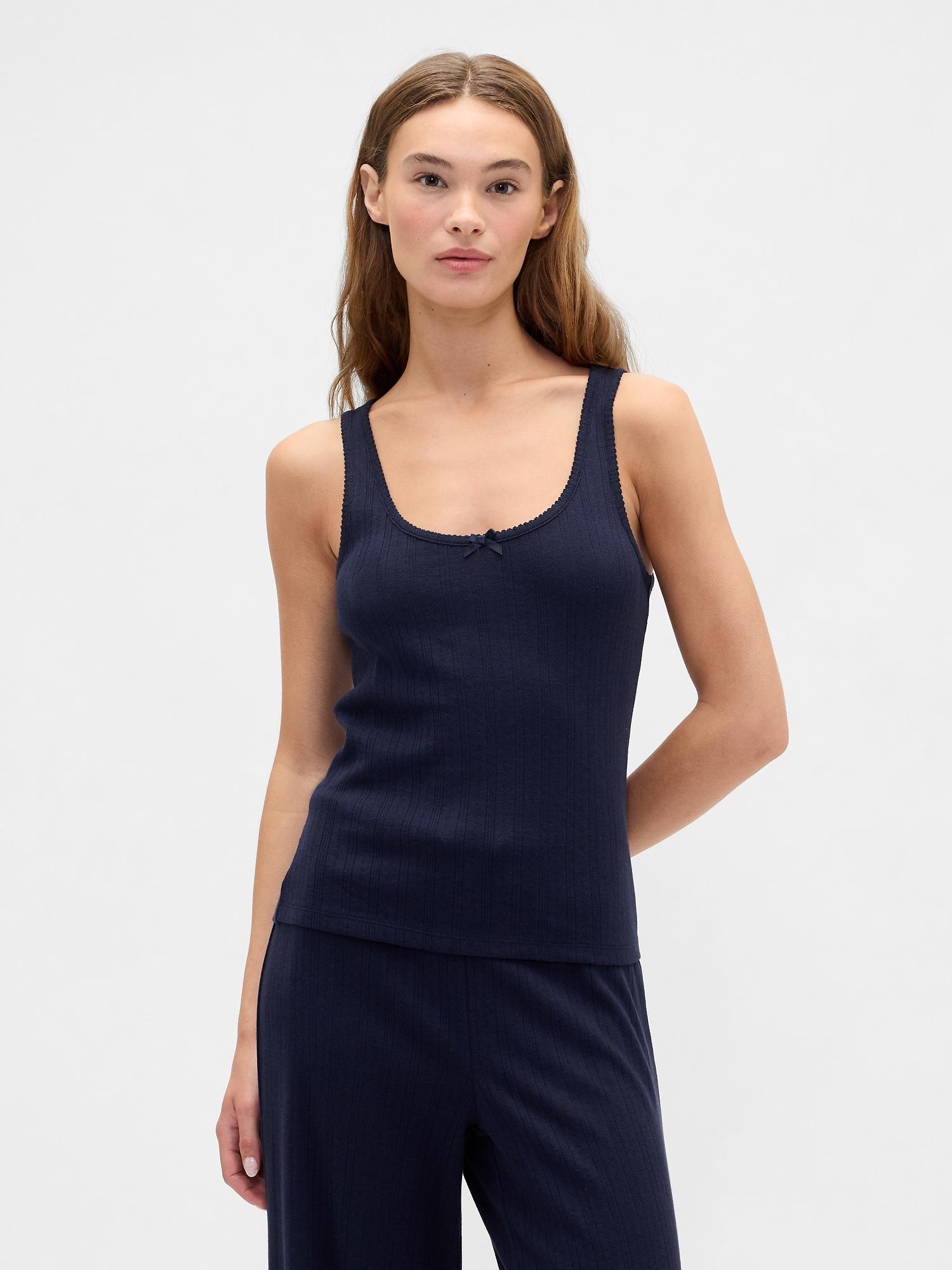 pointelle scoopneck pj tank top