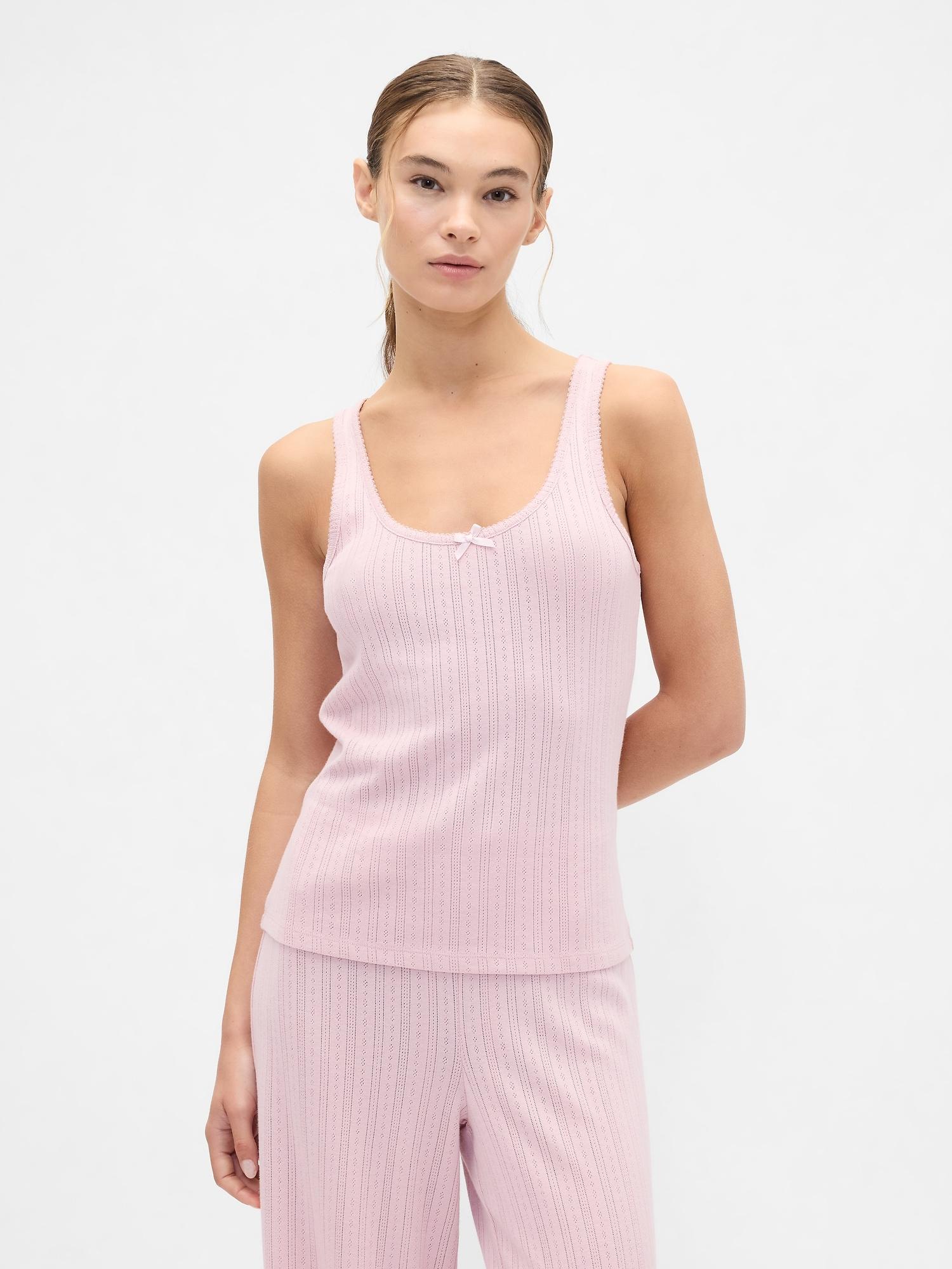 pointelle scoopneck pj tank top