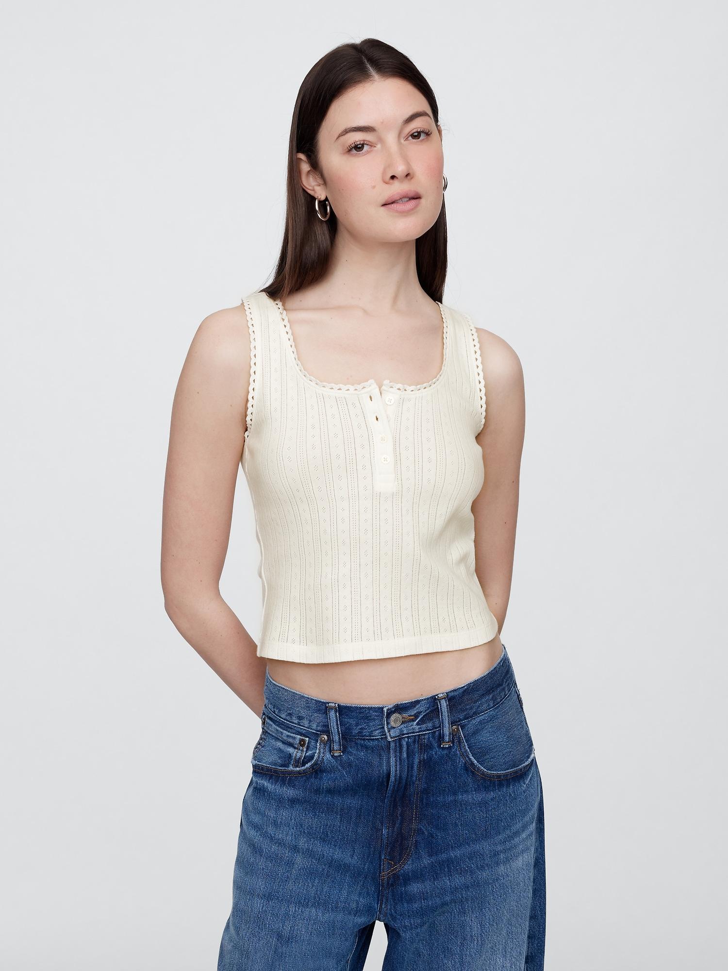 pointelle scoopneck top