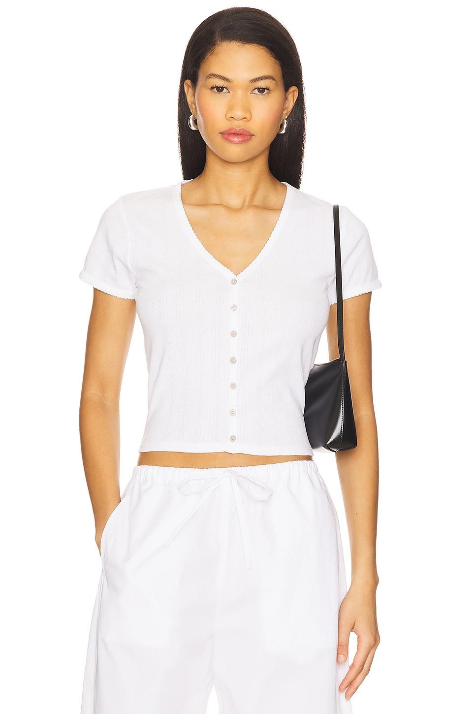 pointelle short sleeve cardi