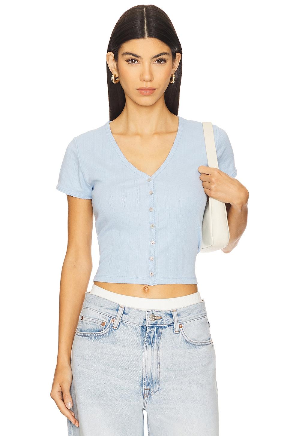 pointelle short sleeve cardigan