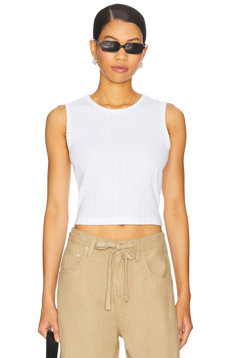 pointelle sleeveless crew top
