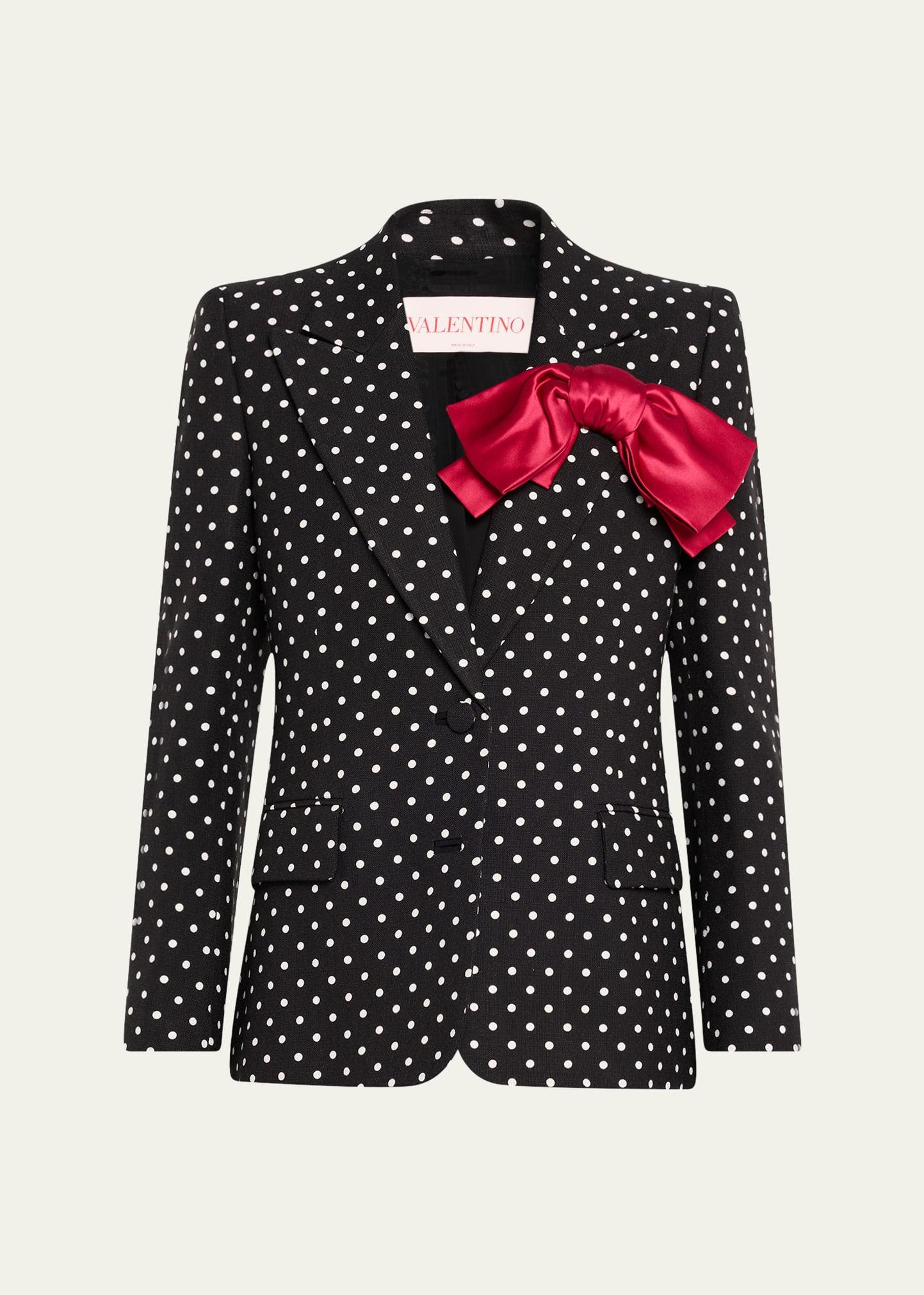 polka dot blazer with bow