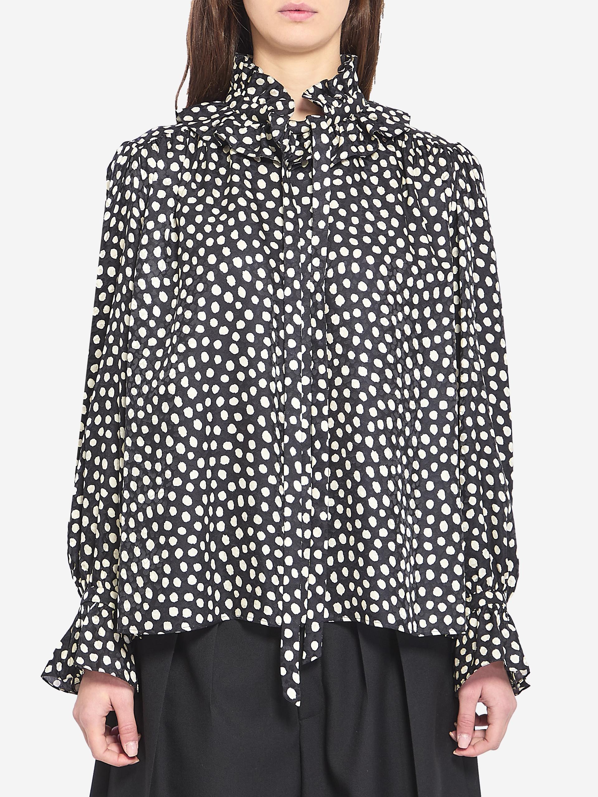 polka dot blouse with ruffles