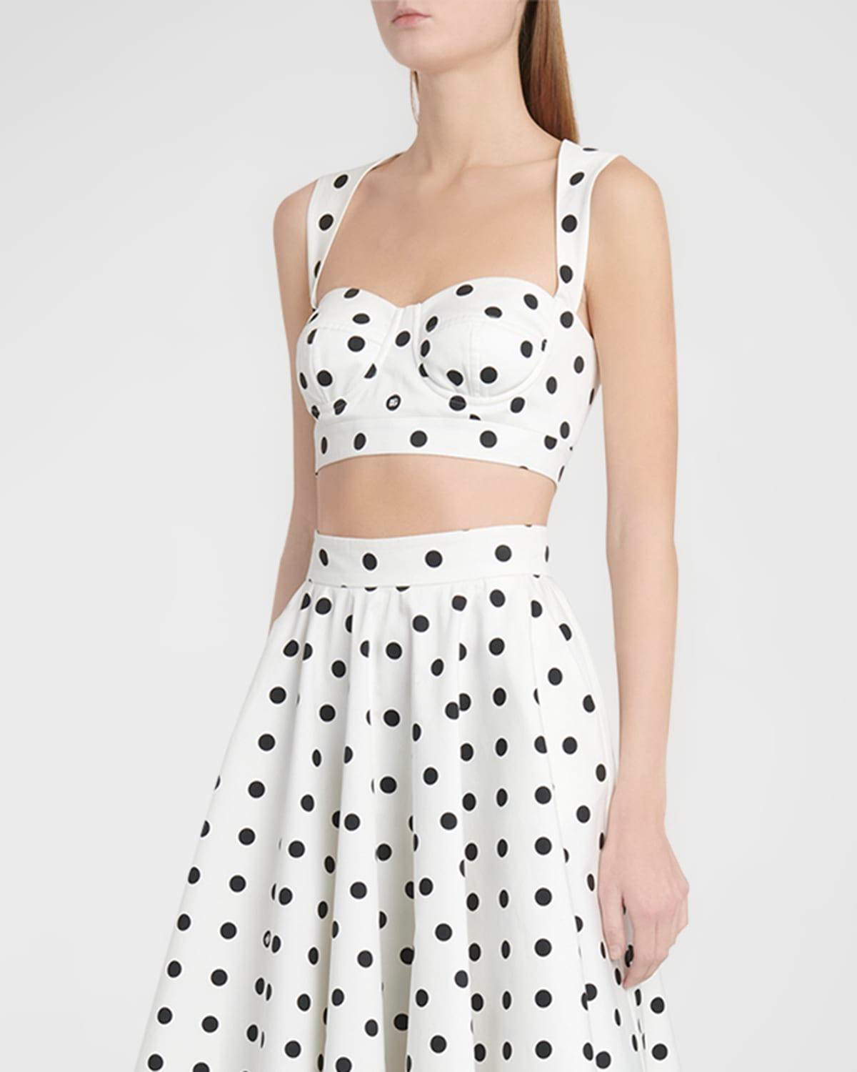 polka-dot bustier top with open back