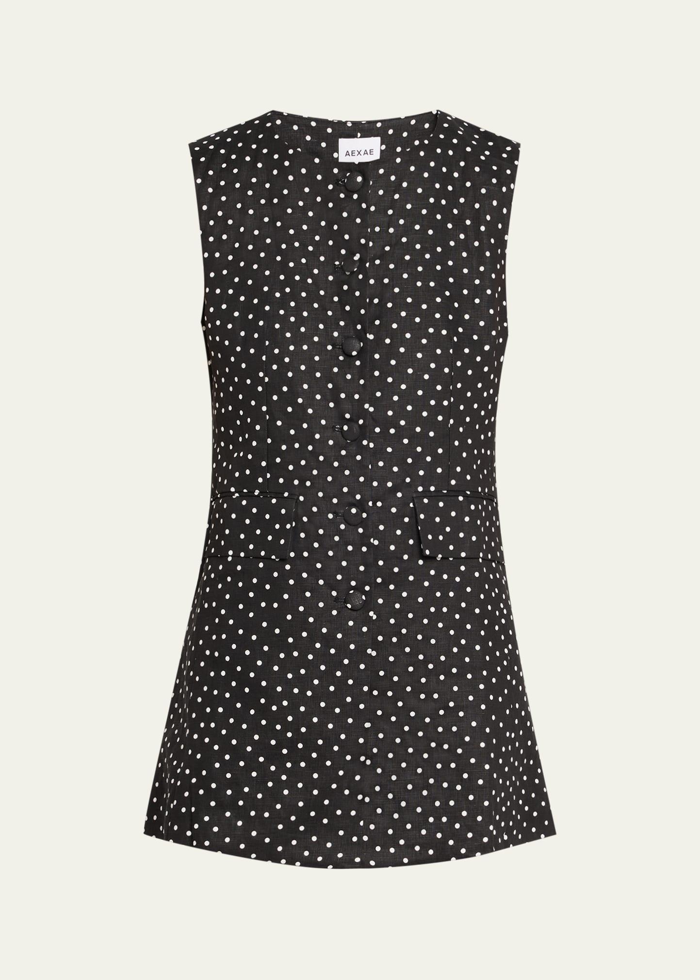 polka dot button-front mini dress