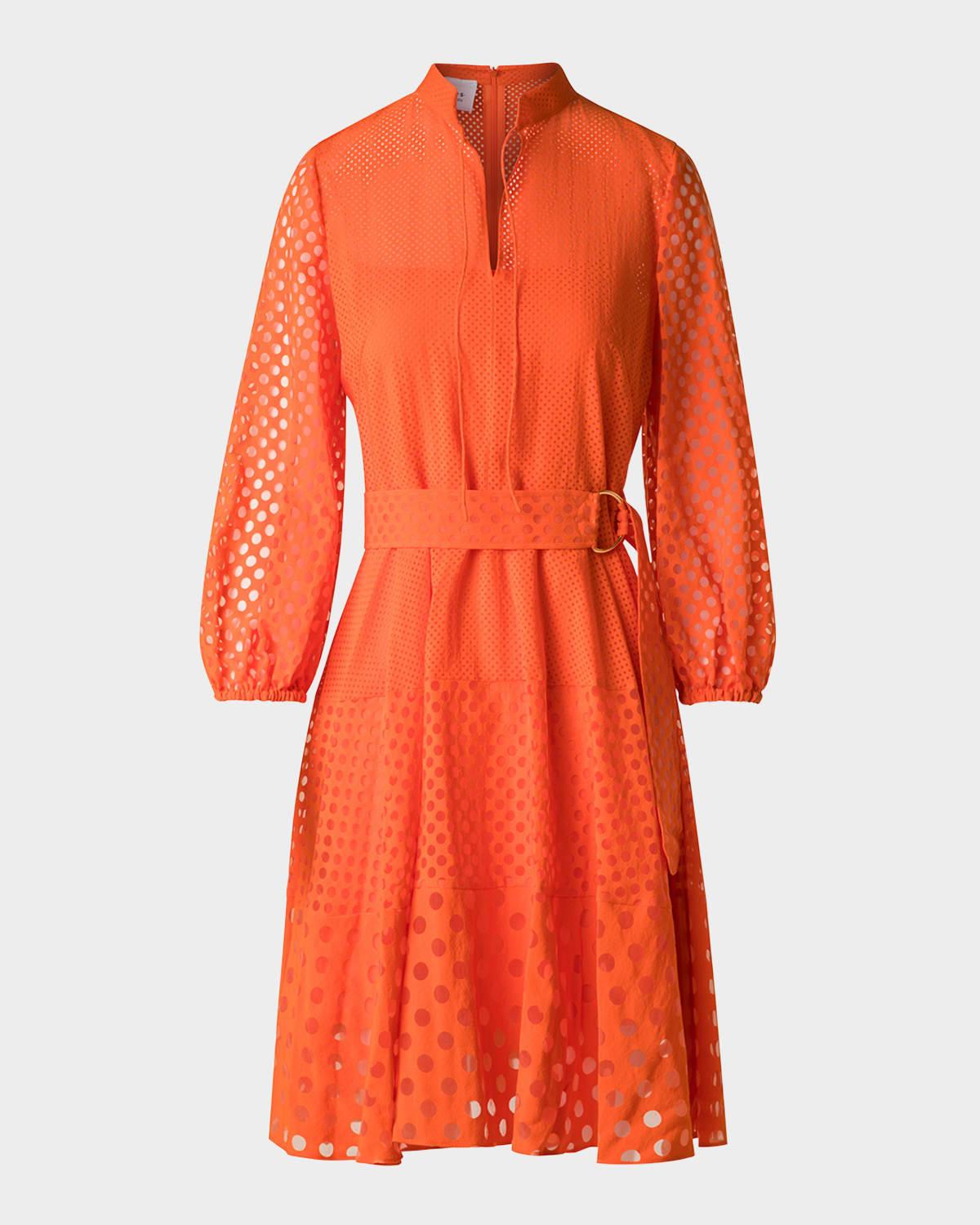 polka dot organzino belted shirt dress