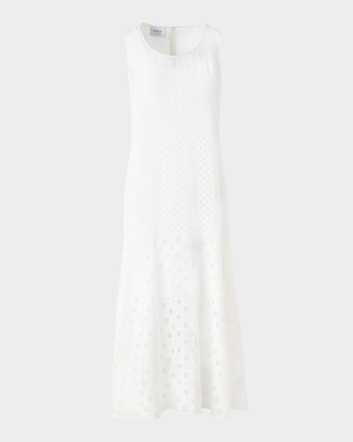 polka dot organzino sleeveless midi dress