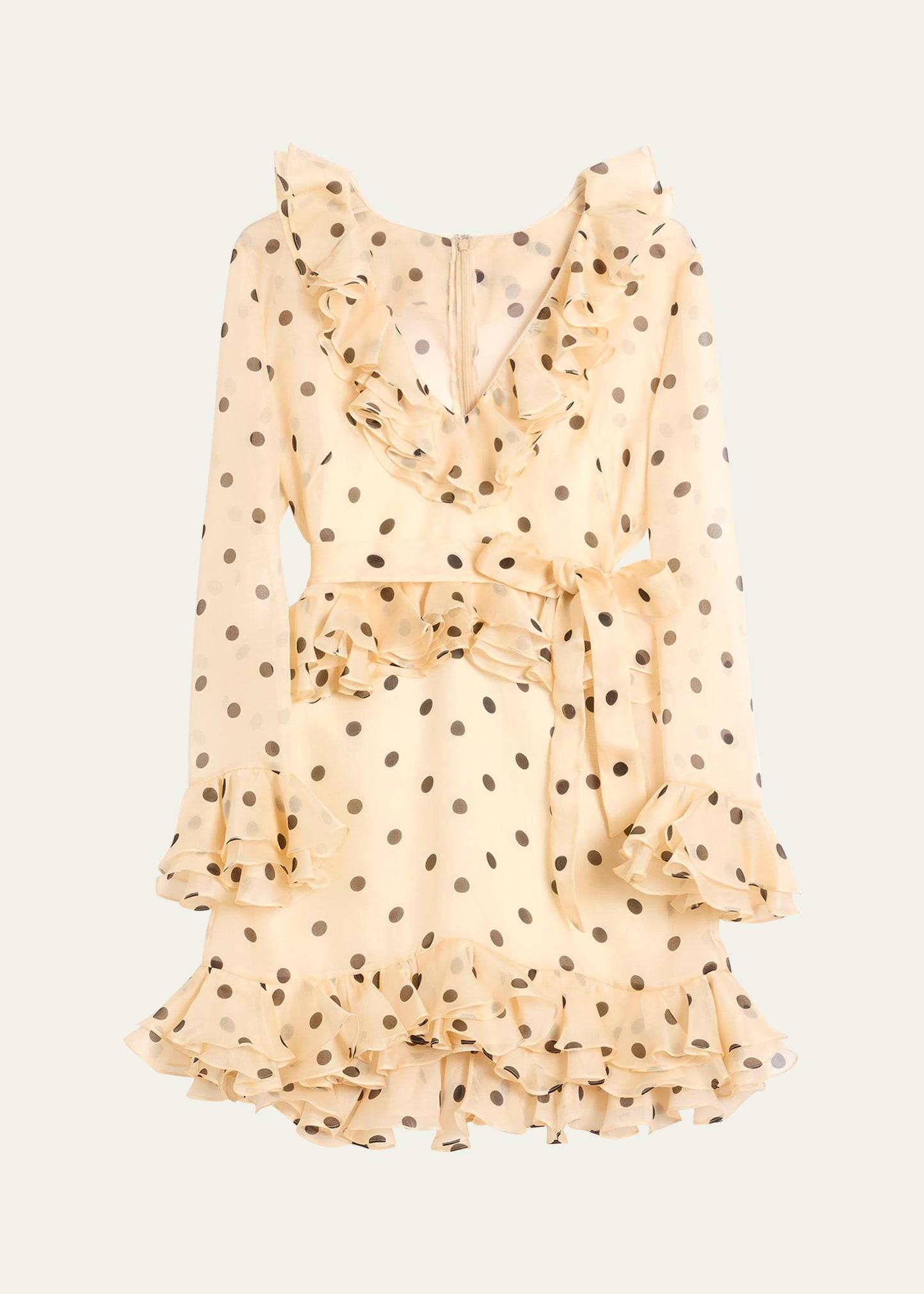 polka dot ruffle organza mini dress