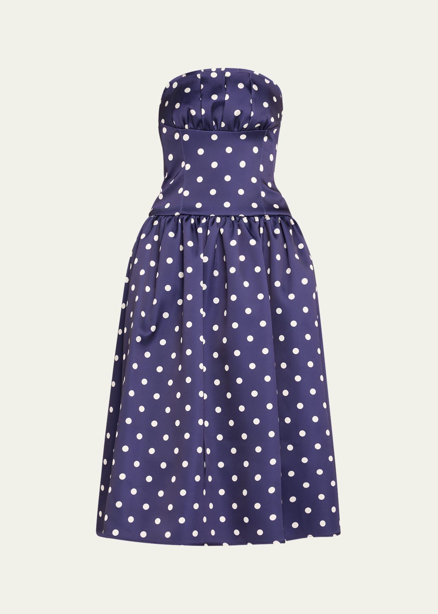polka dot satin midi dress