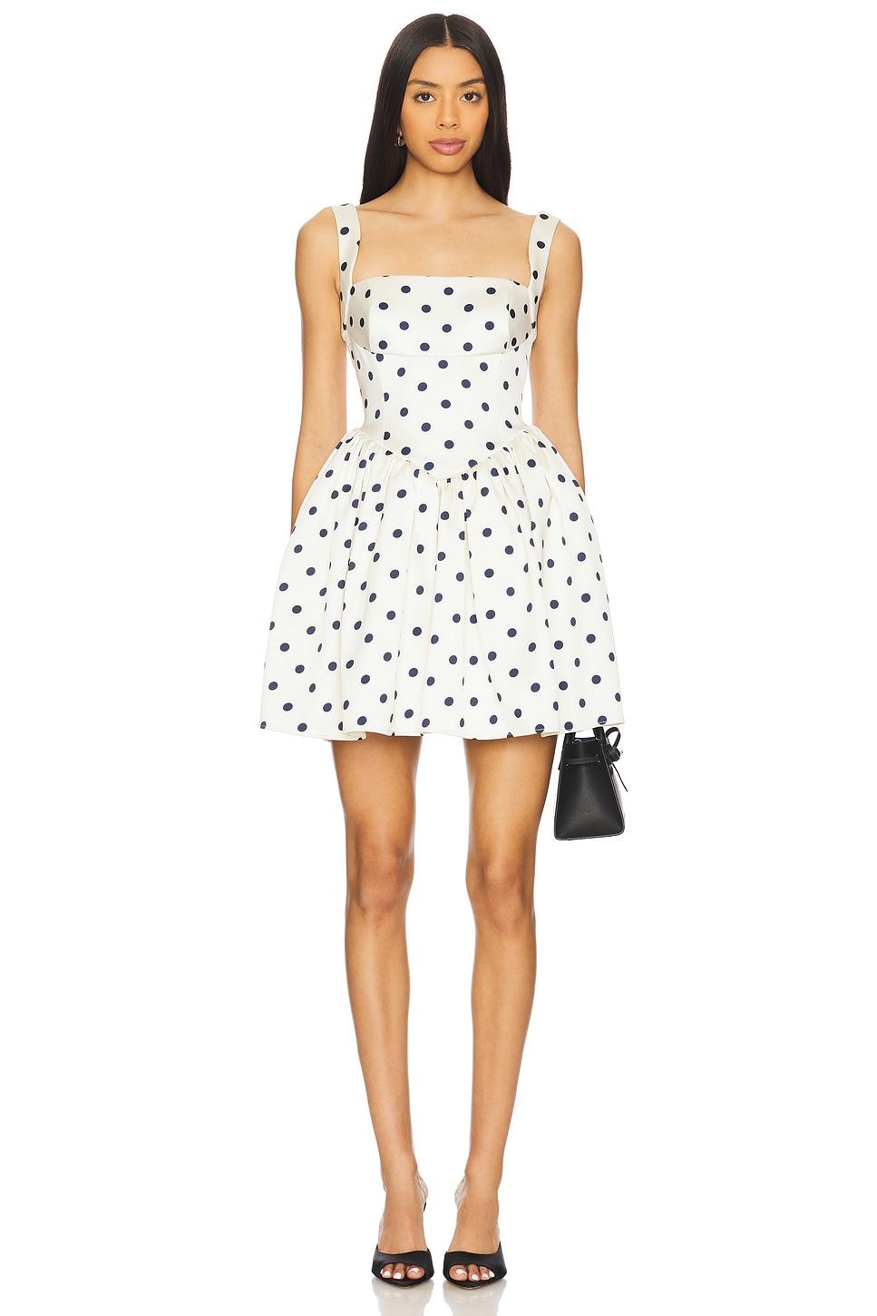 polka dot satin mini dress