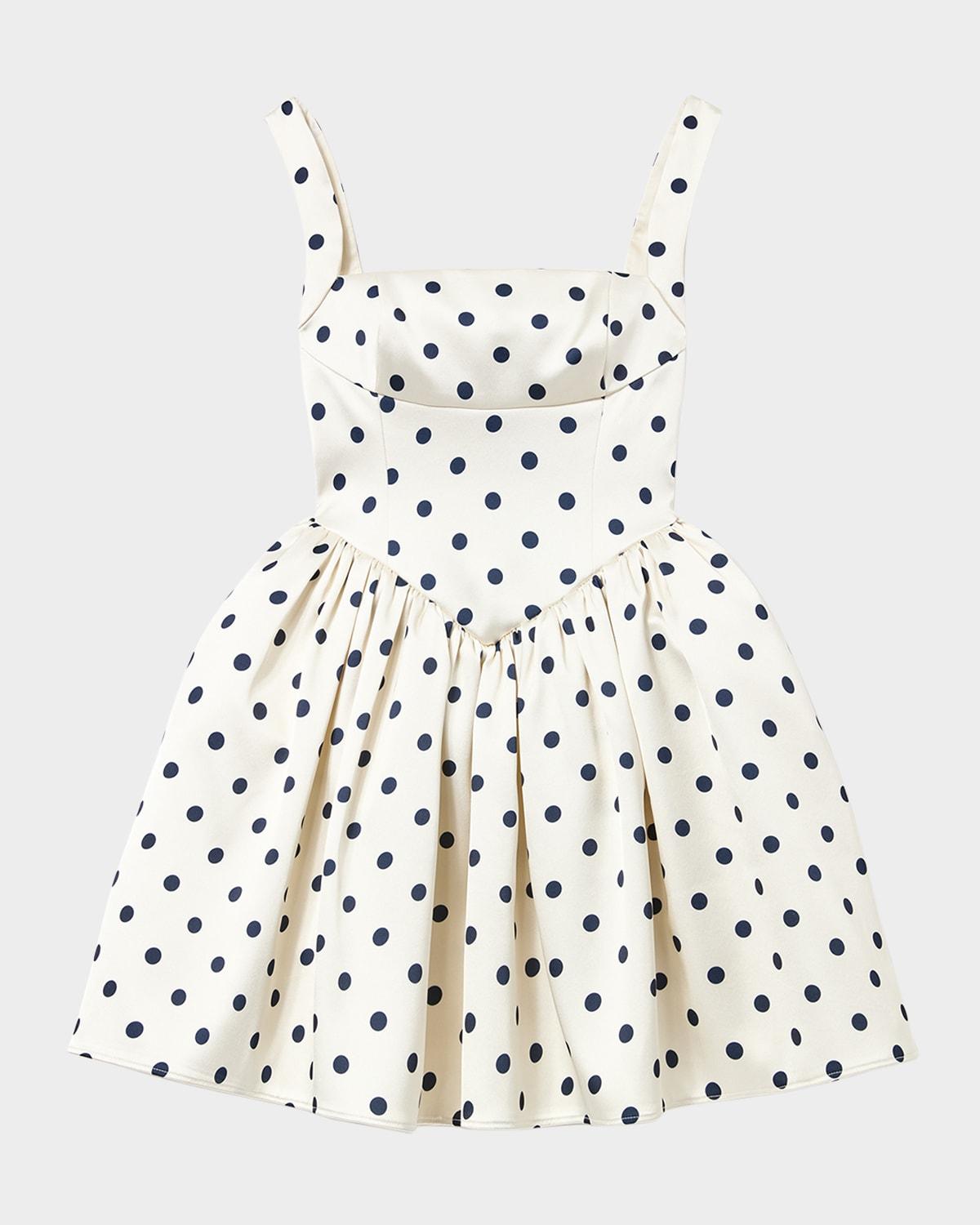 polka dot satin mini dress