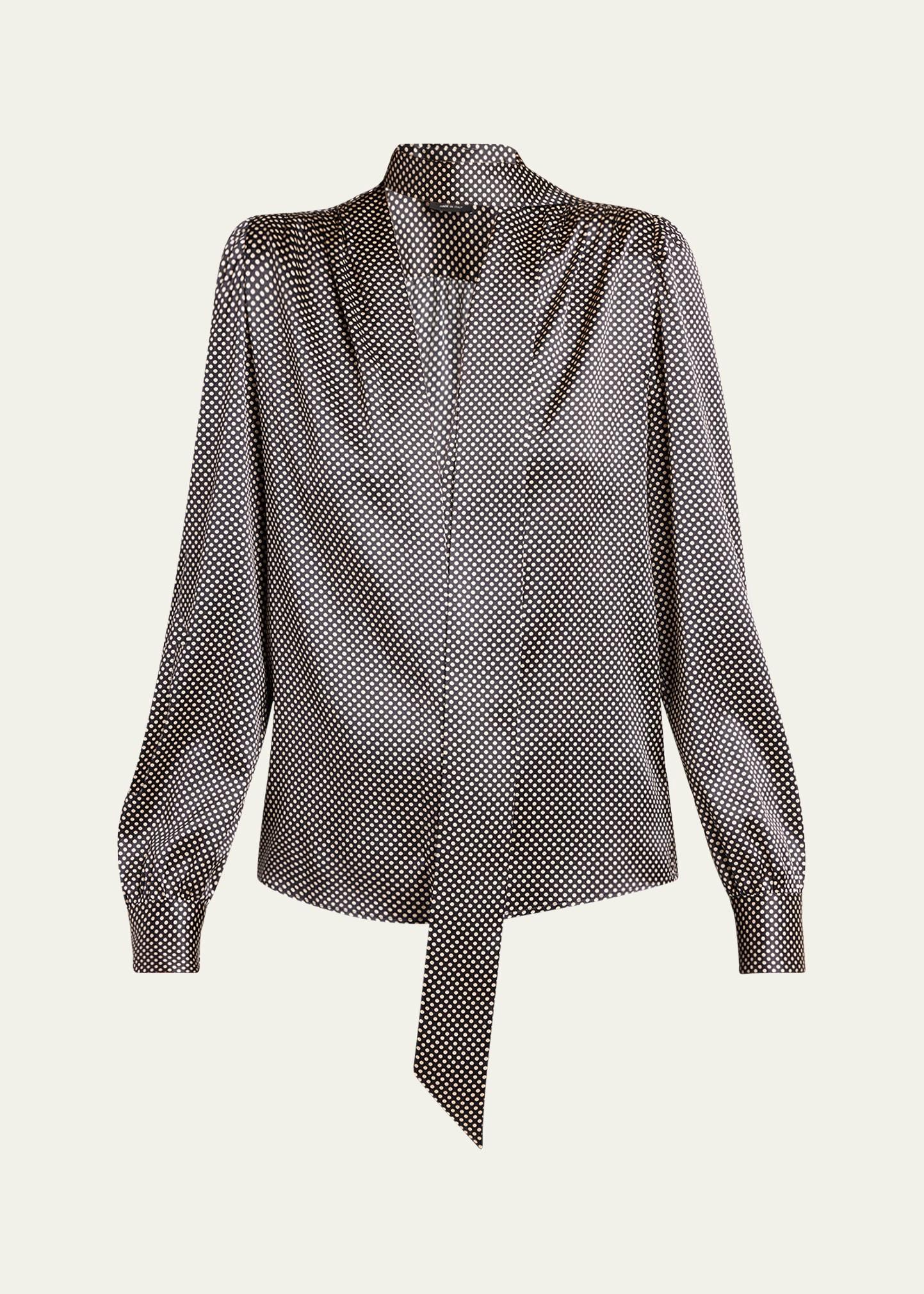 polka dot silk lavalliere blouse