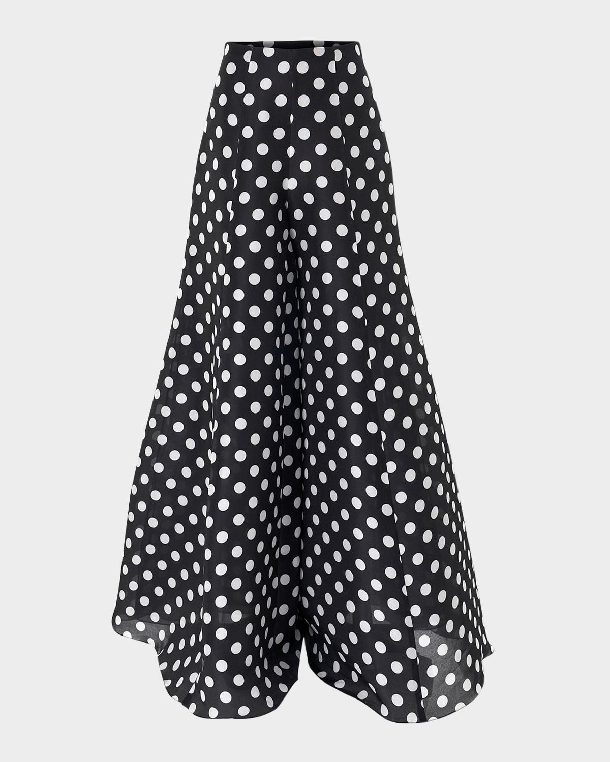 polka-dot silk palazzo pants