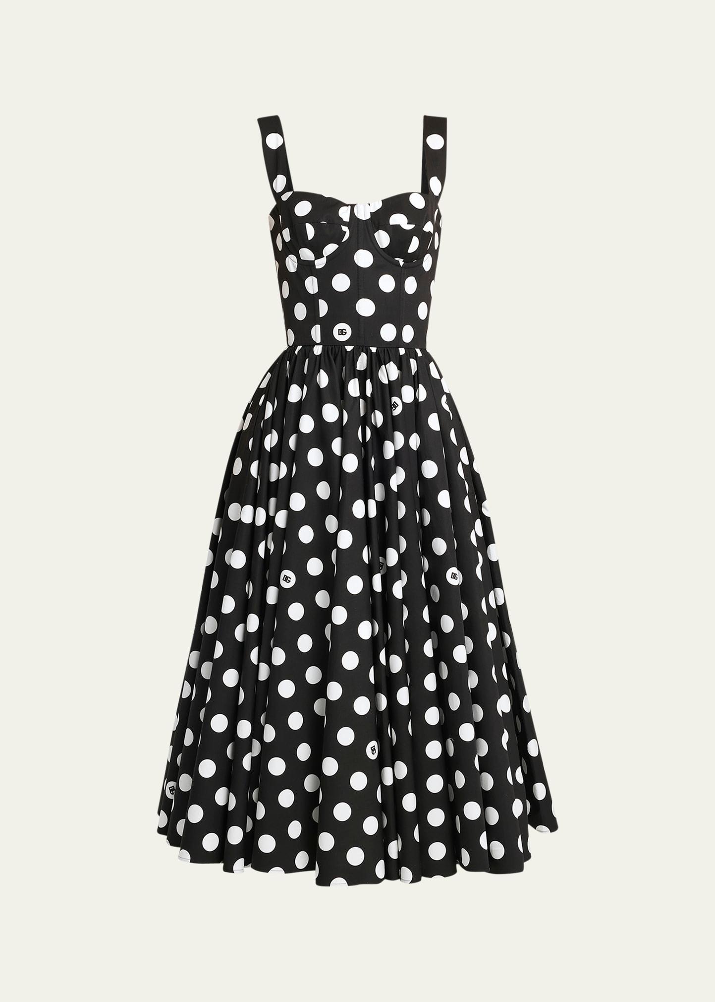 polka-dot sweetheart midi dress