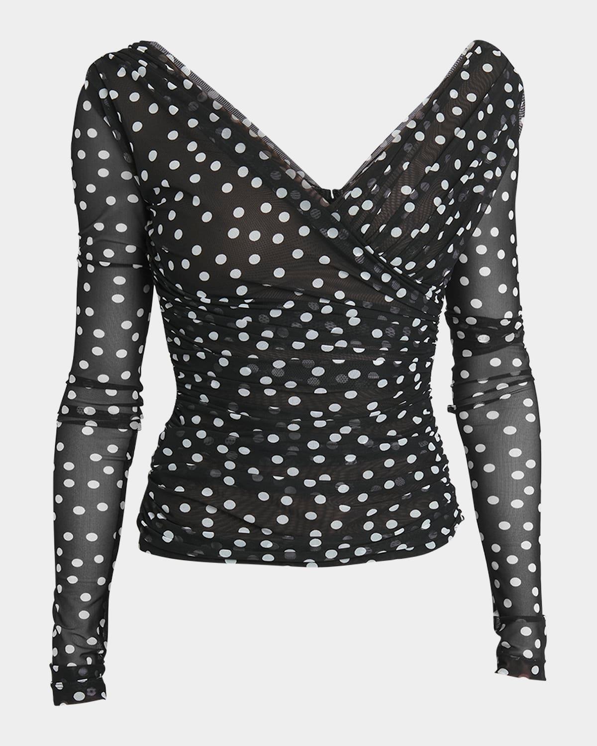 polka-dot tulle wrap top