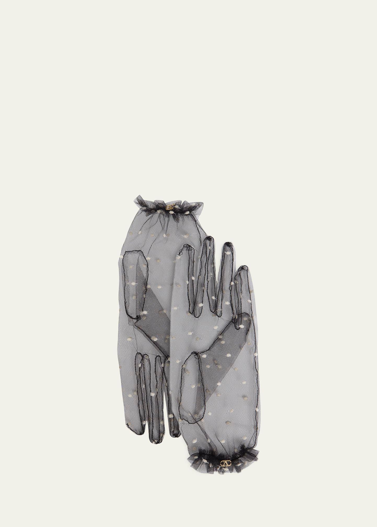 polka dot v-logo mesh gloves