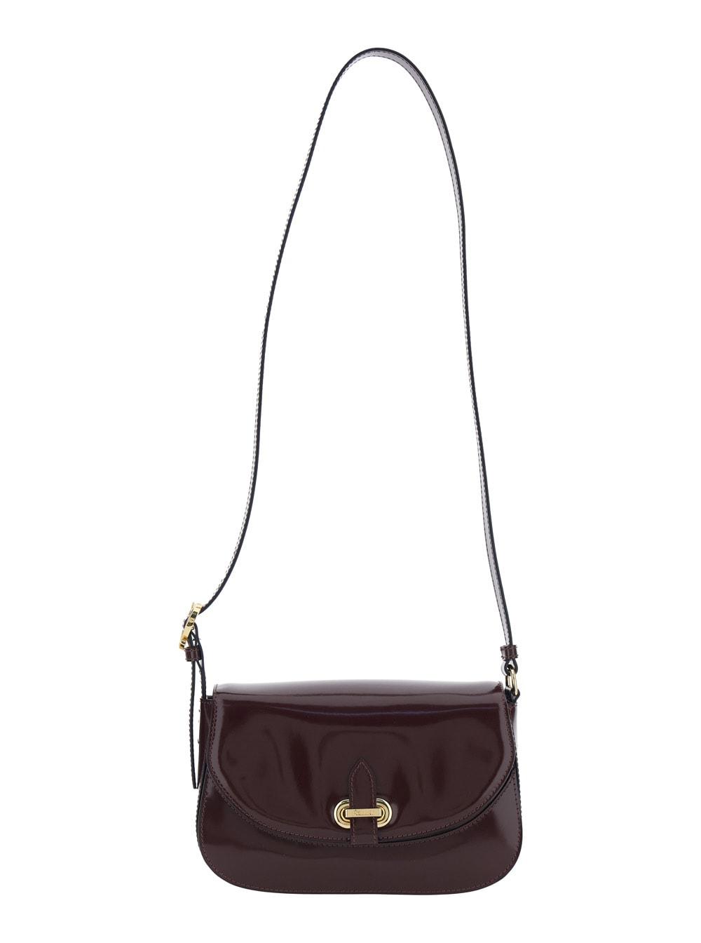 pollini bordeaux crossbody bag with adjustable shoulder strap and plaque on the front in leather woman