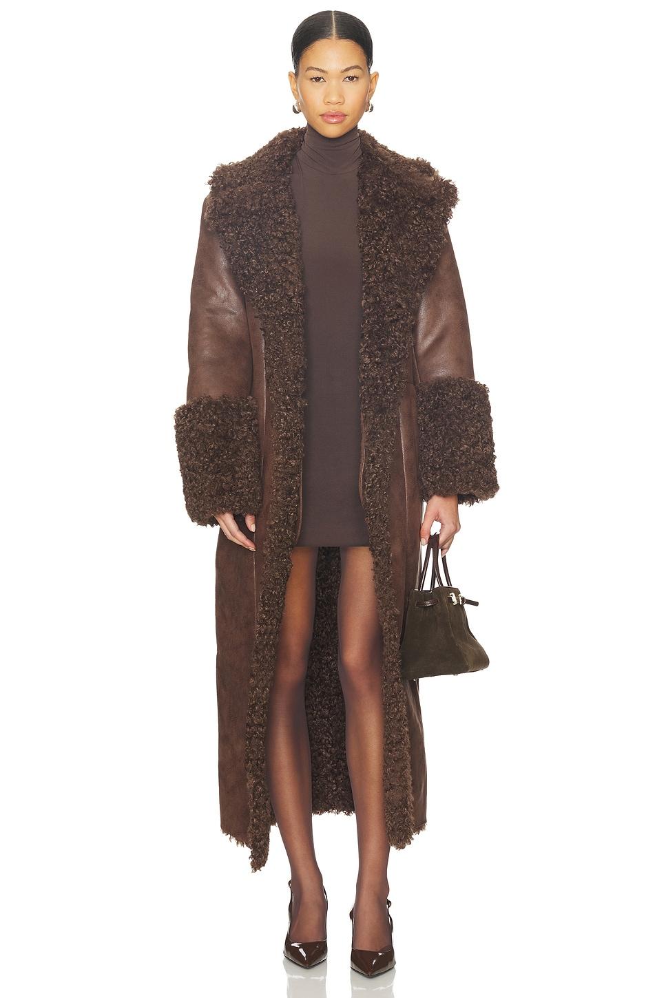 polly faux fur trench coat