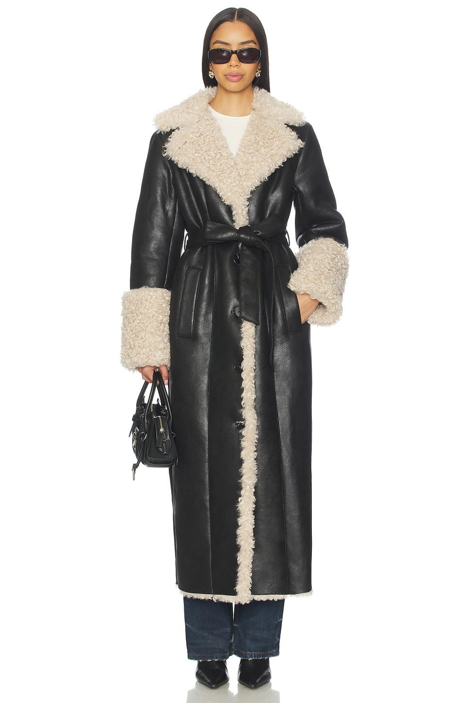 polly faux fur trench coat