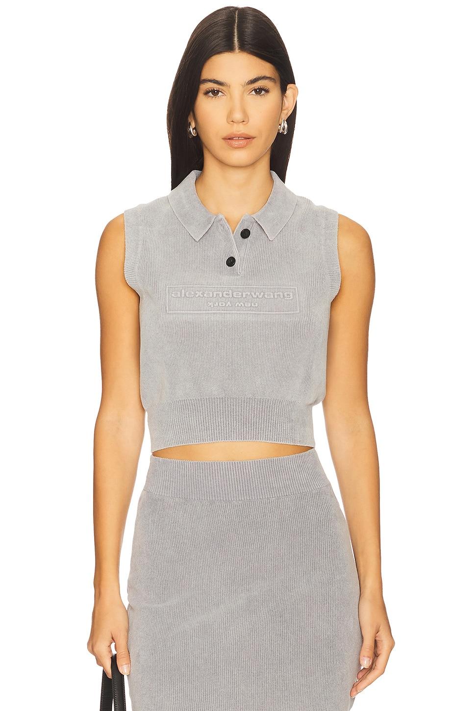 polo collar vest with embossed logo