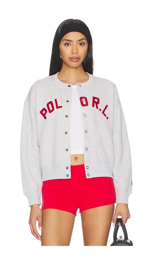 polo ralph lauren arctic fleece crew jacket in light grey.