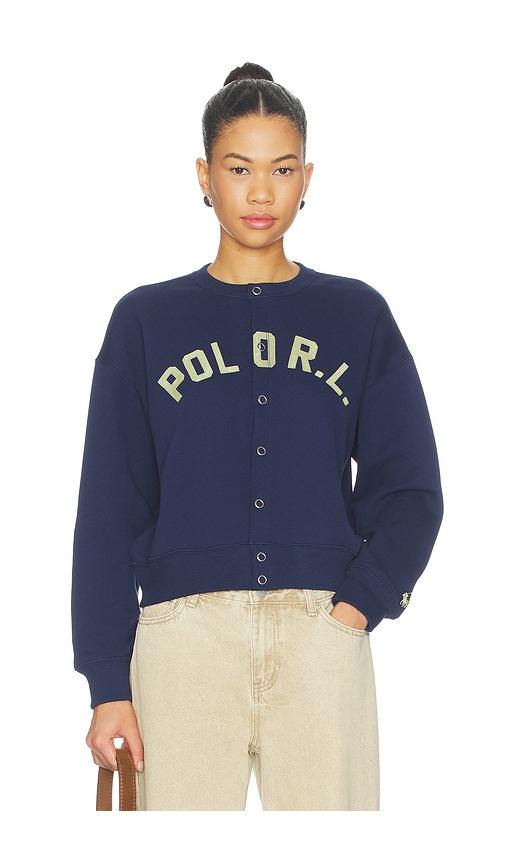 polo ralph lauren arctic fleece crew jacket in navy.