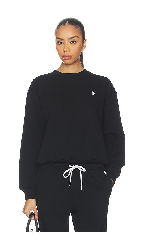polo ralph lauren arctic fleece long sleeve crew neck sweatshirt in black.