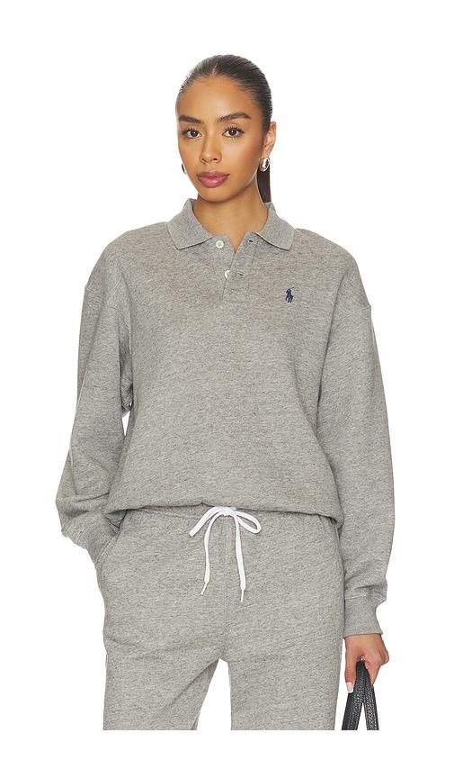 polo ralph lauren arctic fleece polo sweatshirt in grey.