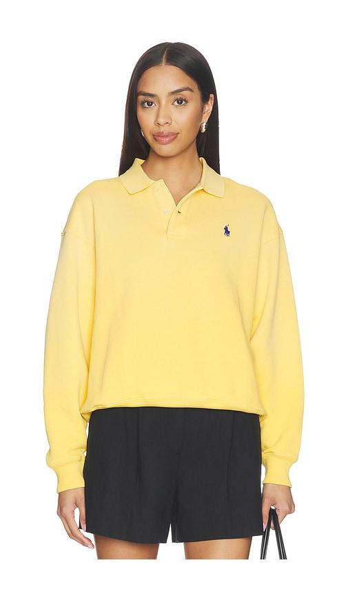 polo ralph lauren arctic fleece polo sweatshirt in yellow.