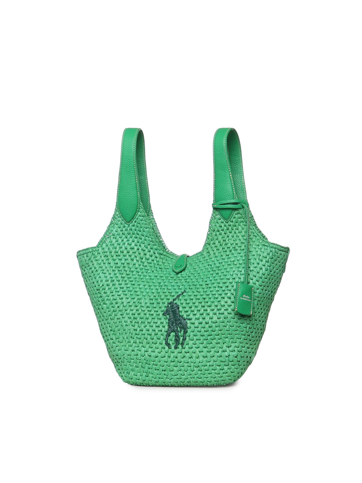 polo ralph lauren bags green viscose/raffia - women