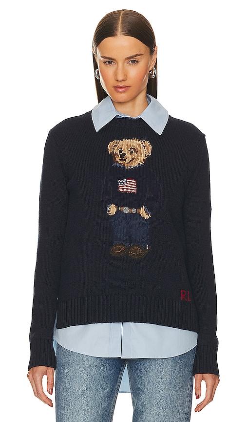 polo ralph lauren bear pullover in navy.