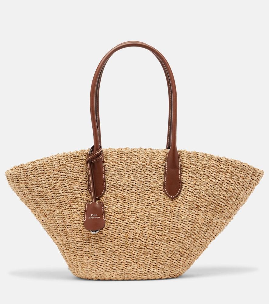 polo ralph lauren bellport medium raffia basket bag