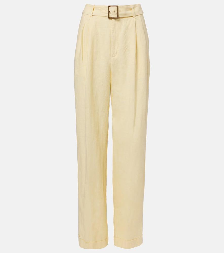 polo ralph lauren belted linen straight pants