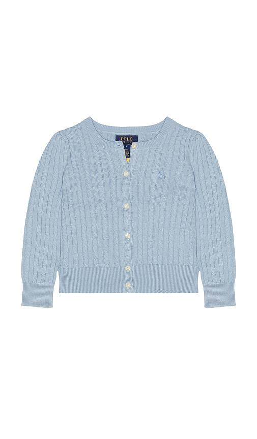 polo ralph lauren cable knit cotton cardigan in blue.