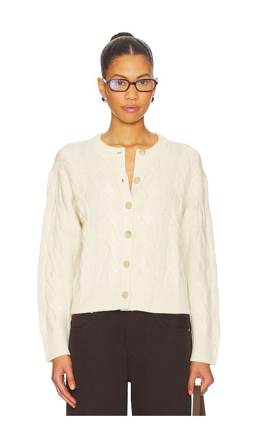 polo ralph lauren cable knit wool cashmere cardigan in cream.