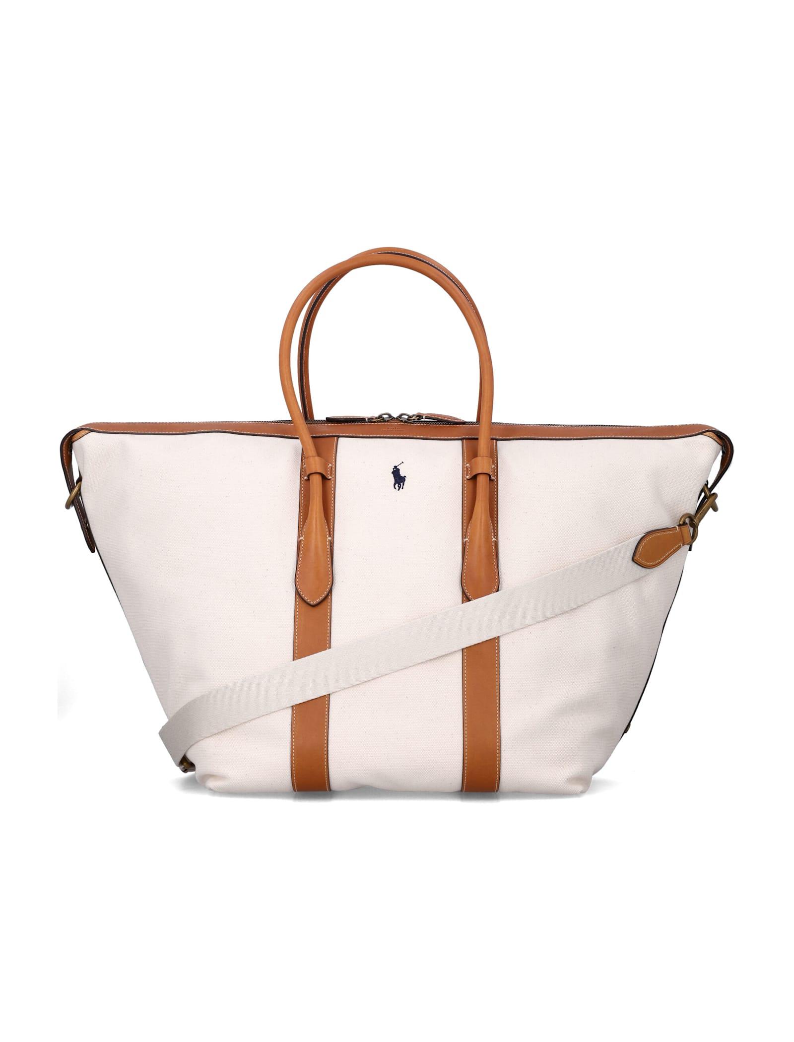 polo ralph lauren canvas leather xl tote