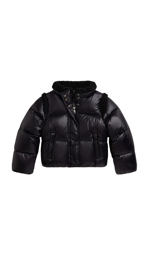 polo ralph lauren carly cropped jacket with removable hood in black.