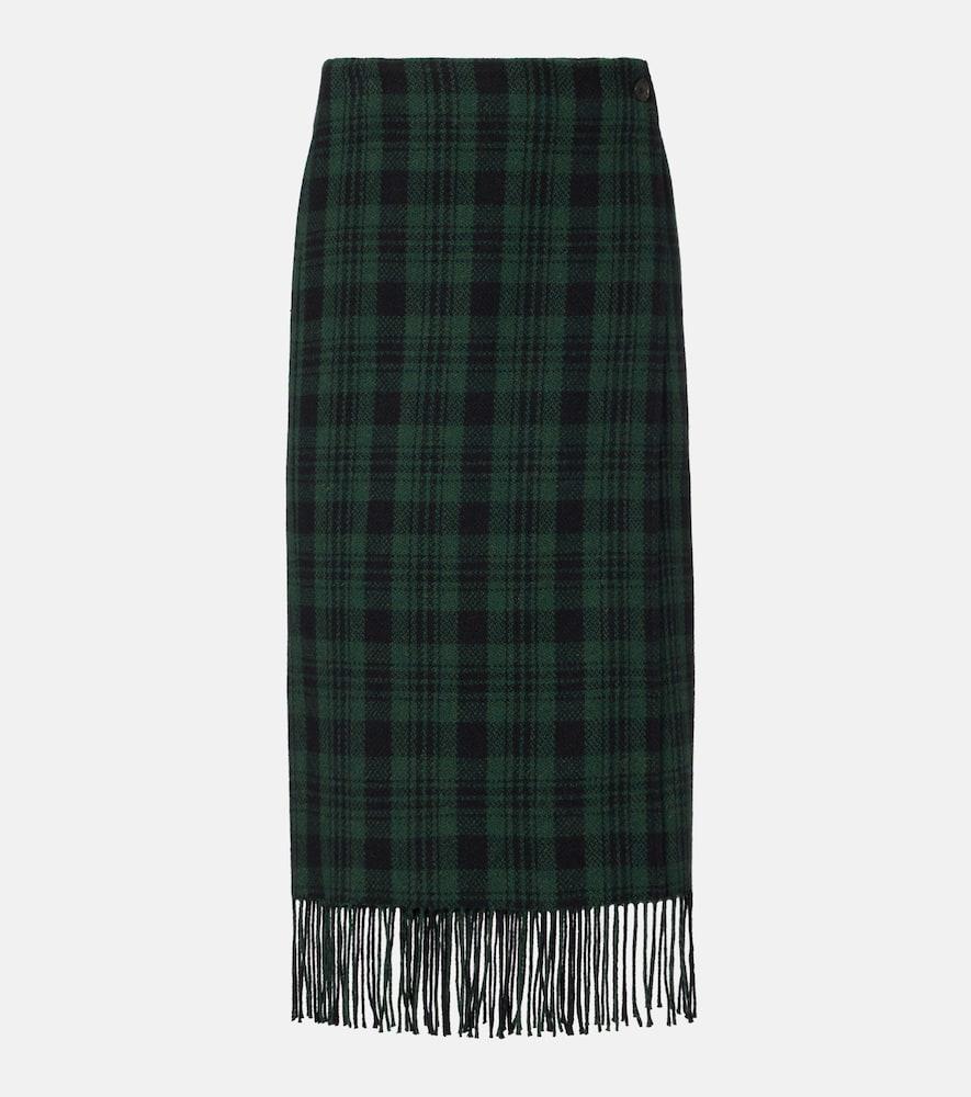 polo ralph lauren checked fringed wool