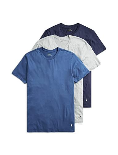 polo ralph lauren classic fit undershirt w/wicking 3-pack crews andover heather/bali blue/cruise navy xl