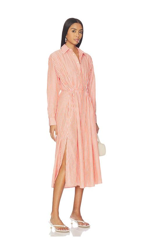 polo ralph lauren collared long sleeve dress in coral.