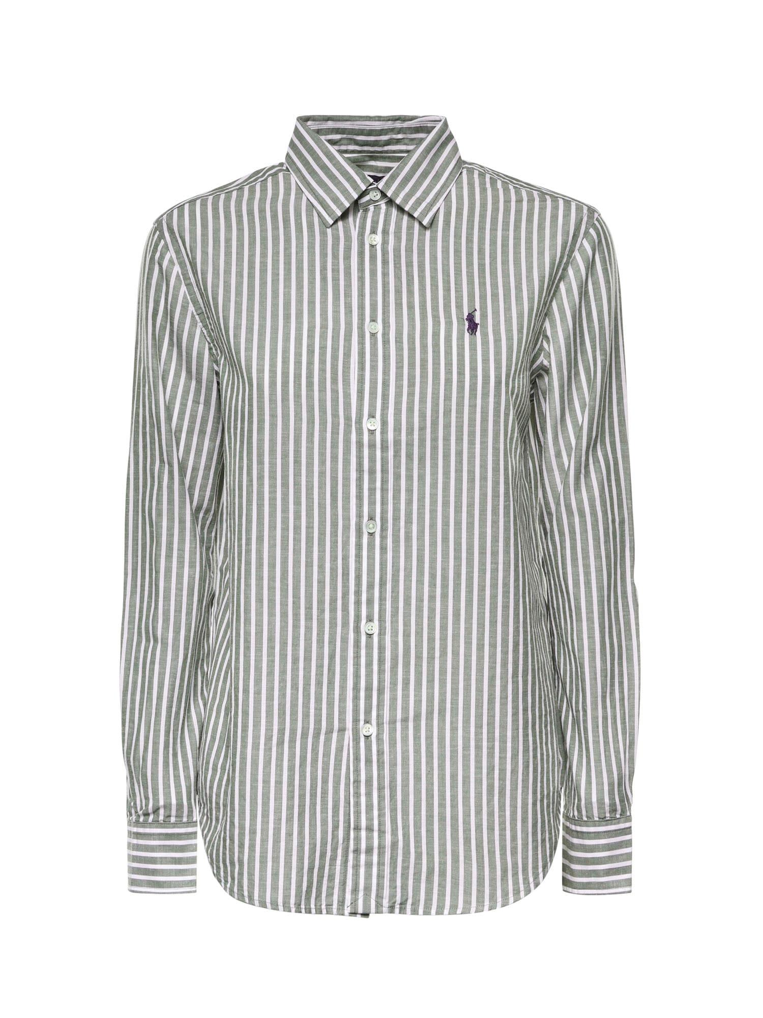polo ralph lauren cotton and linen shirt with logo