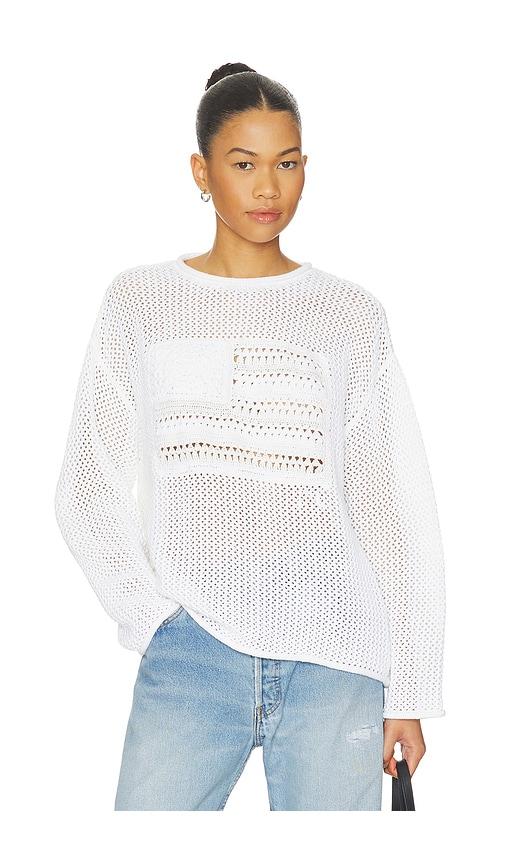 polo ralph lauren cotton blend crew neck pullover sweater in white.
