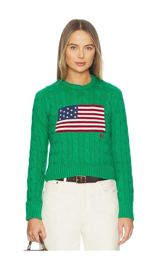 polo ralph lauren cotton crewneck pullover sweater in green.