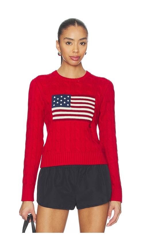 polo ralph lauren cotton crewneck pullover sweater in red.