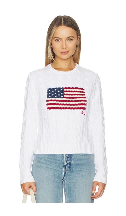 polo ralph lauren cotton crewneck pullover sweater in white.